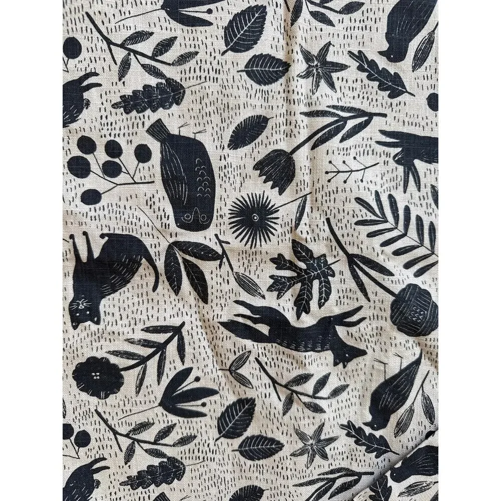 West Elm Table Runner in Woodland Animals Print Cotton Fall Autumn